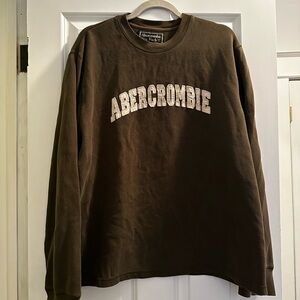 VINTAGE Abercrombie & Fitch Men's Olive Green Crewneck with White Logo